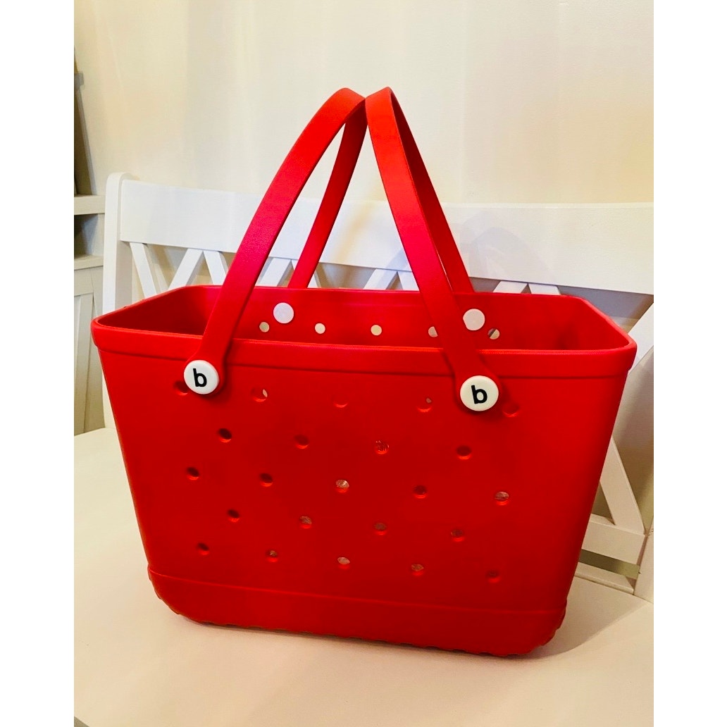 Extra Large Cherry Red Beach Bag Jibbitz Charm Tote