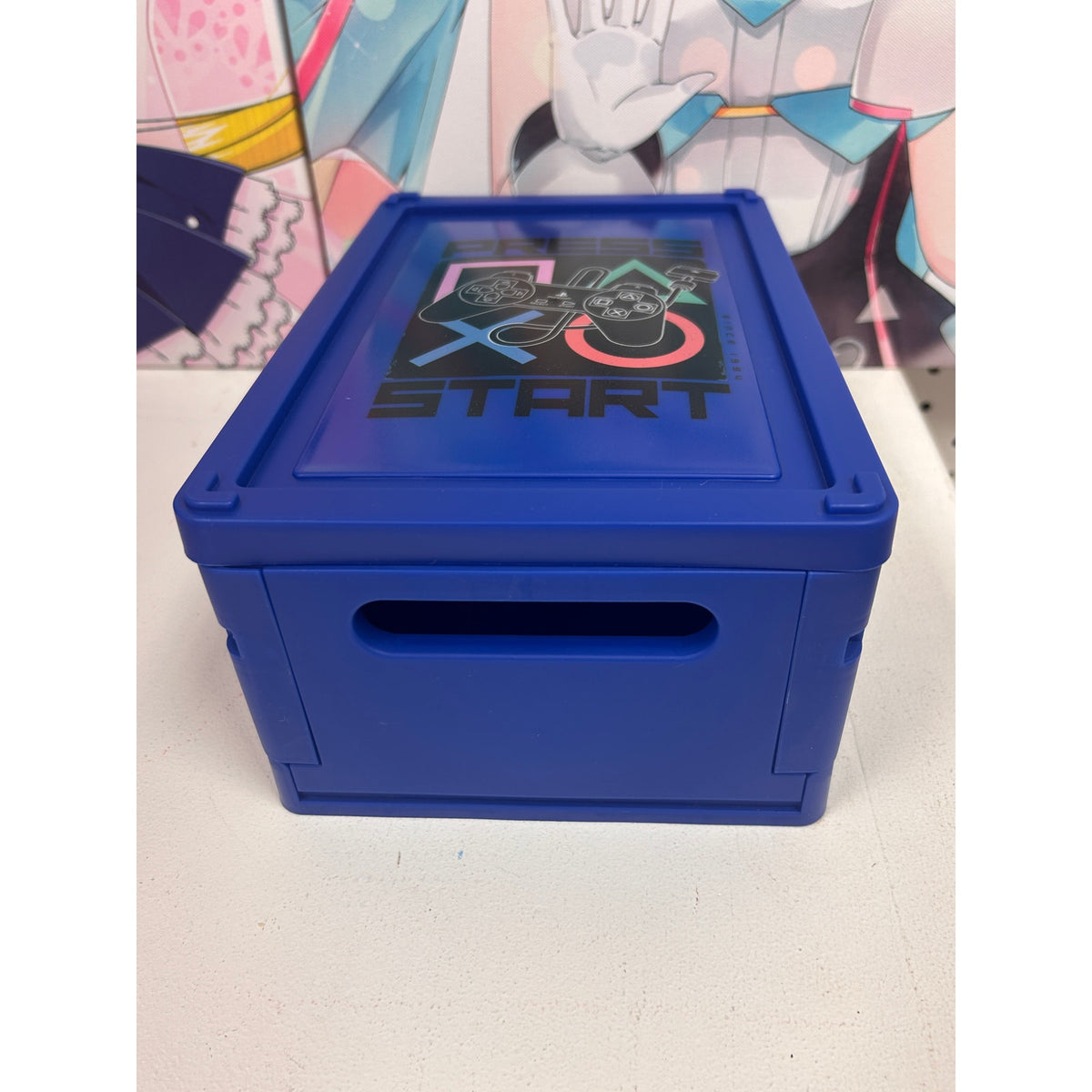 PlayStation Blue Folding Storage Crate with Lid – Press Start Design