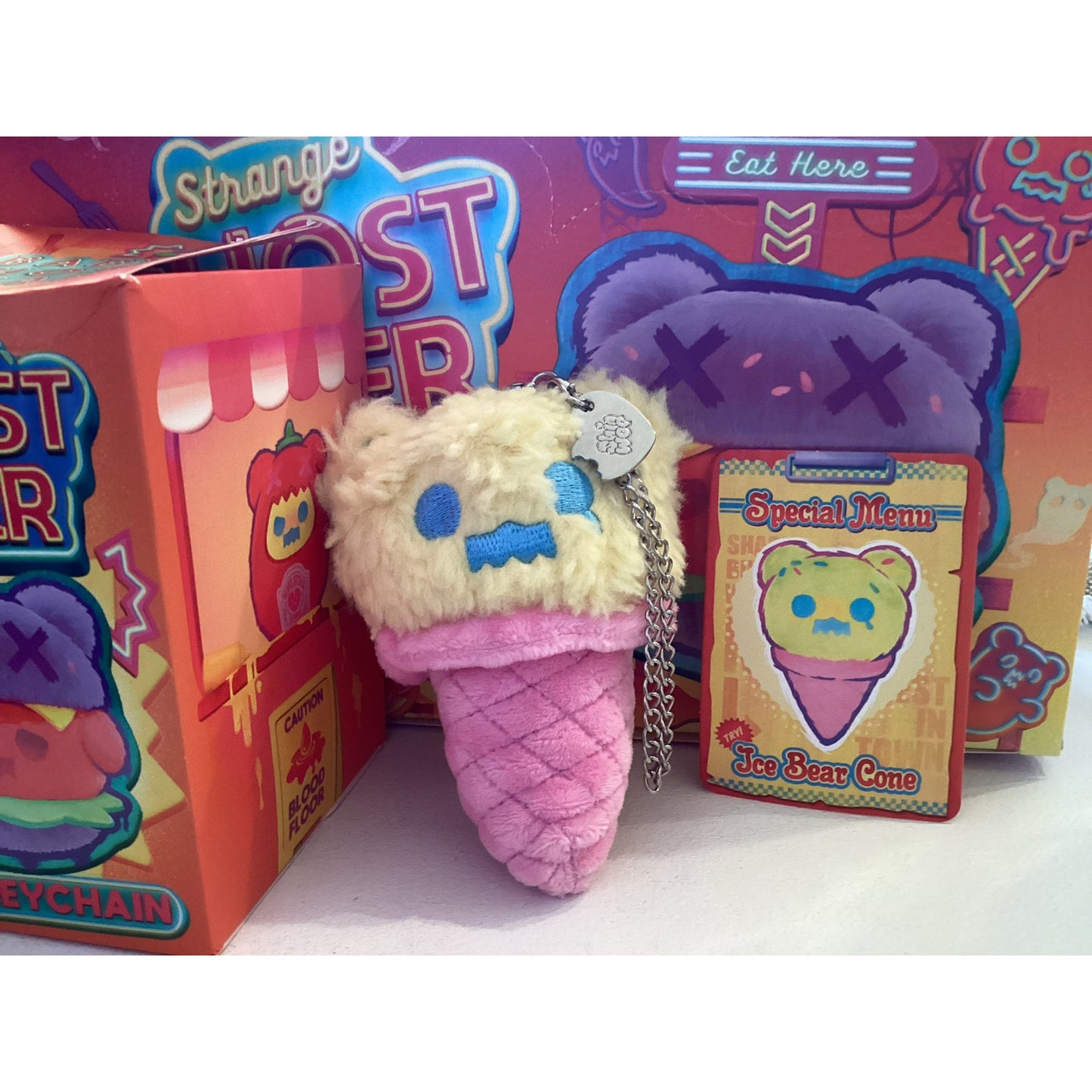 F.Un x Shinwoo Strange Ghost Diner Plush Keychain Blind Box “Ice Bear Cone”