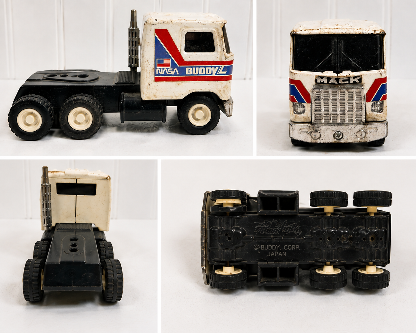 Vintage Buddy L NASA Mack Semi Truck Tractor Toy Japan Red White Blue Collectible