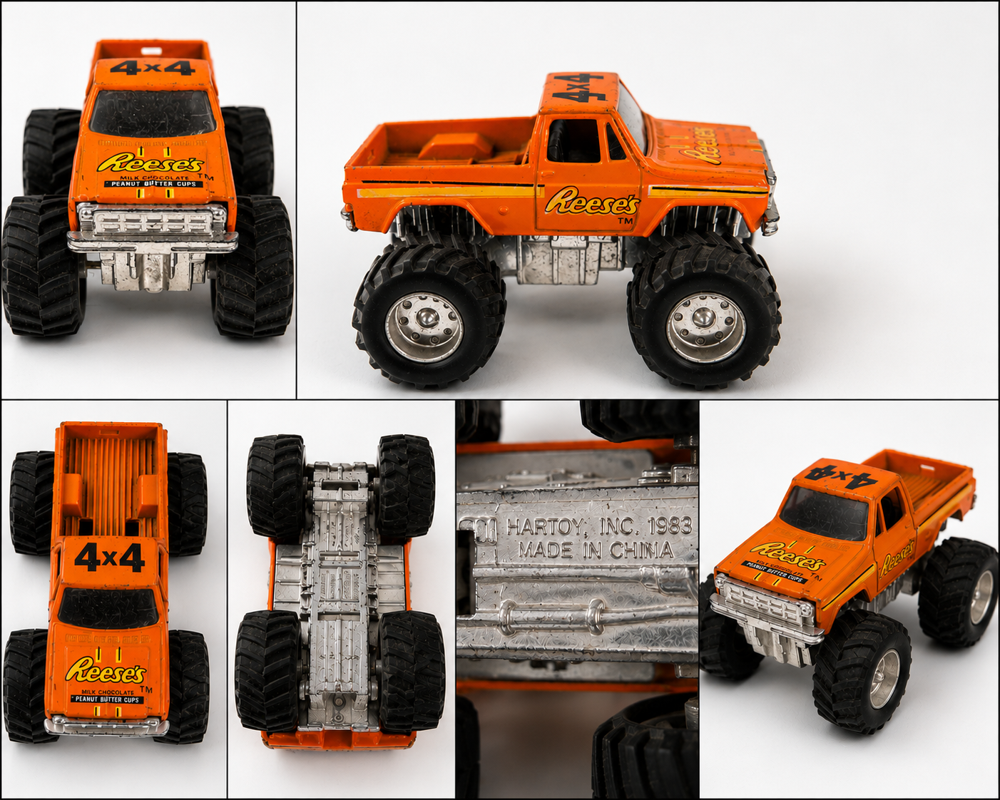 Vintage Hartoy Reese’s 4x4 Monster Truck Die-Cast Toy 1989 Orange Advertising Collectible