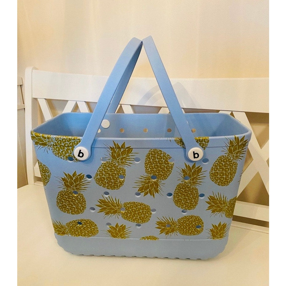 Extra Large Pineapple Print Beach Bag Jibbitz Charm Tote