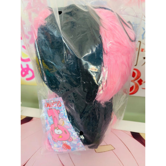 Gloomy Bear Black & Pink Long Haired Sitting Plush