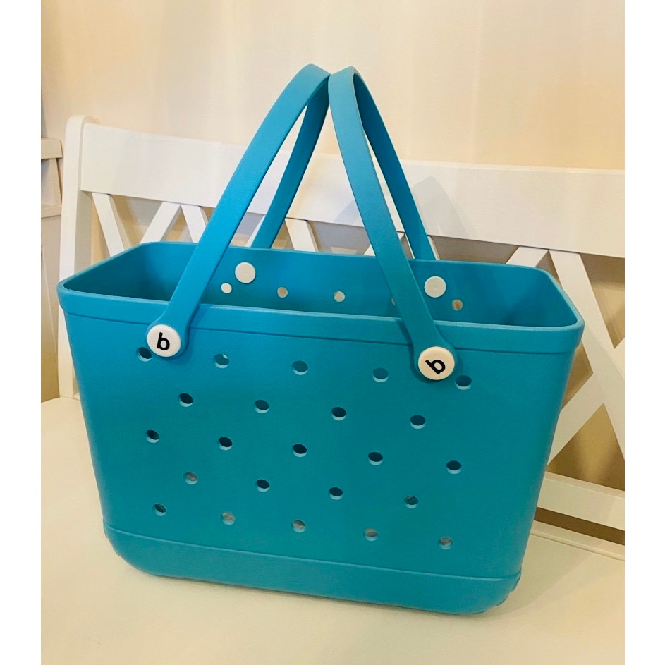 Extra Large Aqua Beach Bag Jibbitz Charm Tote