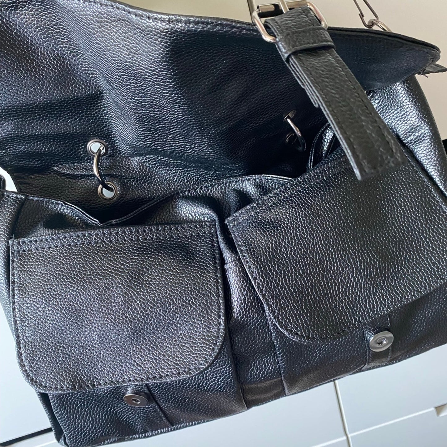Faux Leather Biker Skull Studded Bag