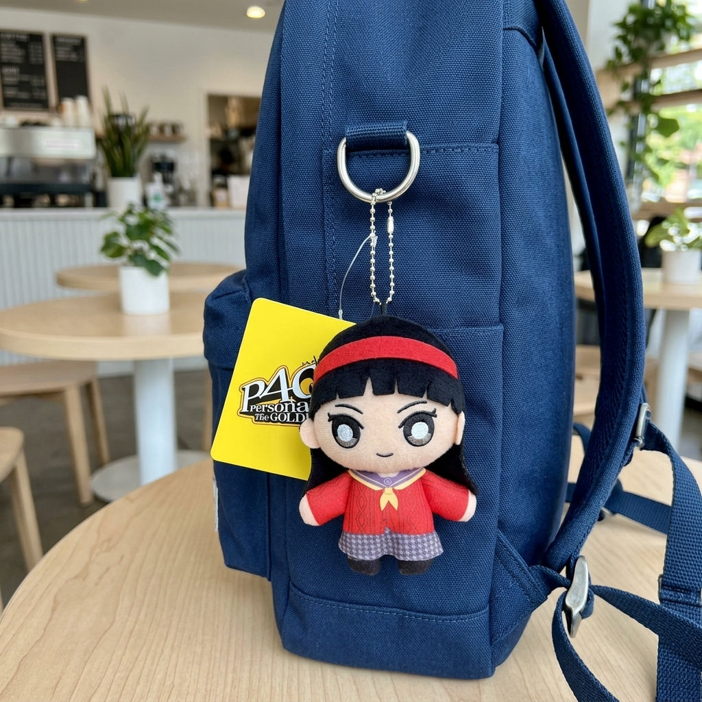 Official Persona 4 Golden Yukiko Amagi Plush Keychain on Backpack