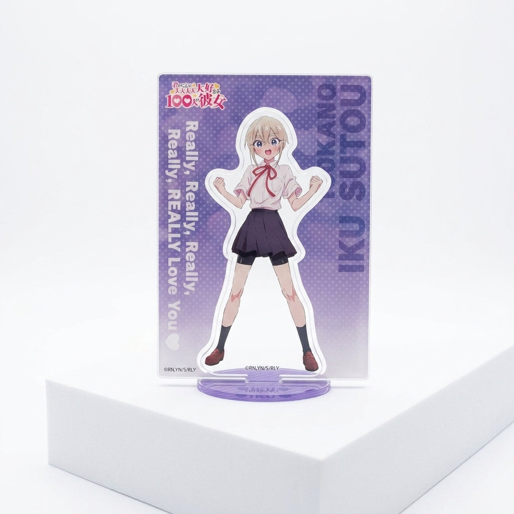 100 Girlfriends Season 2 Iku Sutou Acrylic Standee on Minimalist Studio Shelf